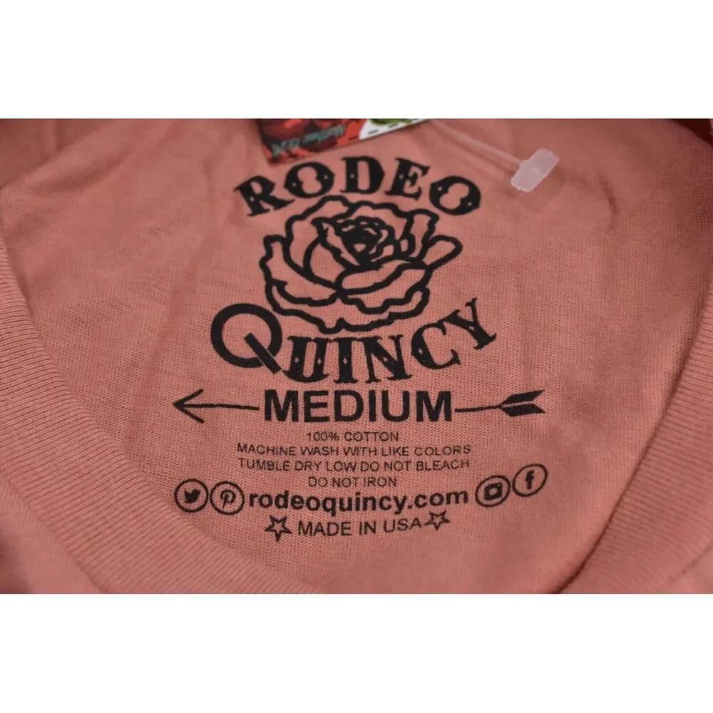 Rodeo Quincy Giddy Up Tee Western Cowboy Graphic T-Shirt SS Pink Womens Medium - Picture 5 of 9